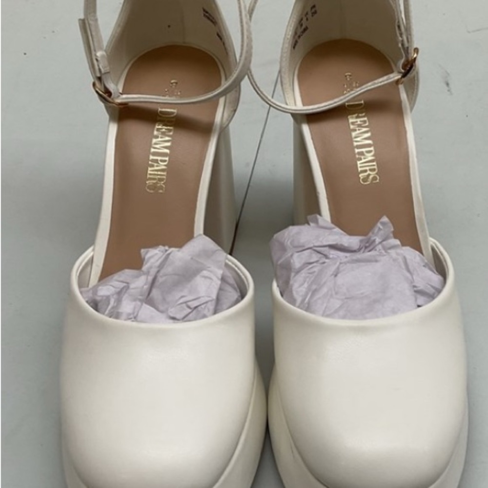 Dream Pairs White Platform Block Heel Mary Jane Pumps - Picture 6 of 6